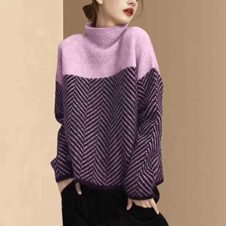 Hirune - Elegante Suéter de Algodón Con Cuello Alto