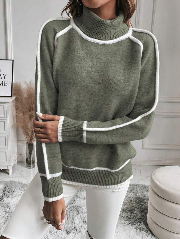 Ines - Cómodo Suéter Verde de Manga Larga