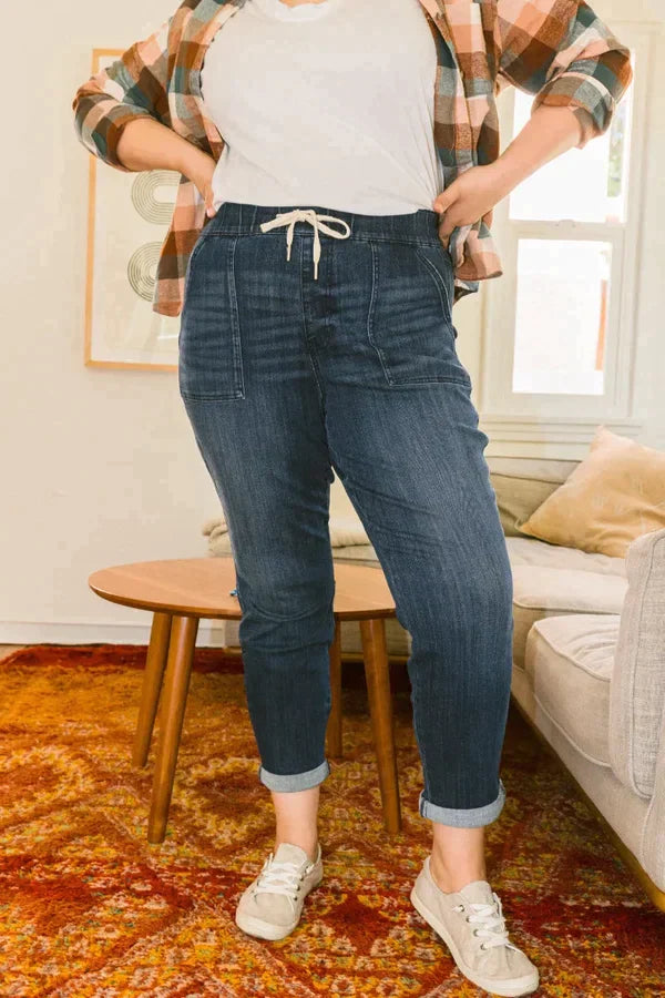 Marisol - Pantalones Joggers de Jeans Elásticos