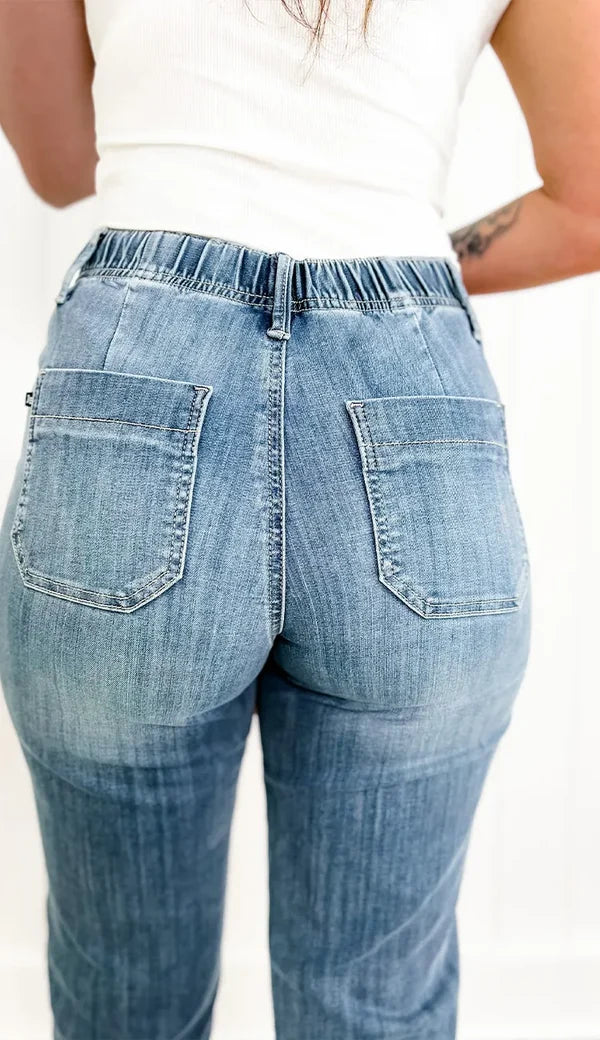 Marisol - Pantalones Joggers de Jeans Elásticos